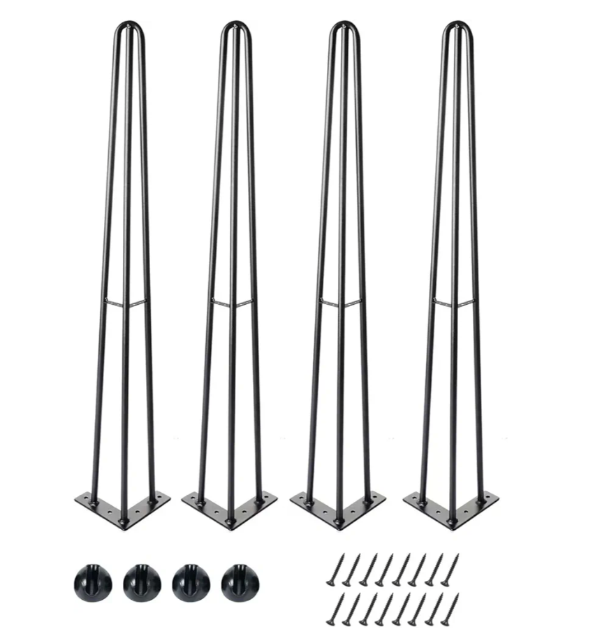 24Inch Reinforce Hairpin Table Legs for Furniture Set of4, Sturdy Cast lron Modern Metal Desk Legs,1300lbs Load Capacity for Coffee Table, Dresser Legs, Night Stand Desk Bench, Desk 