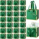 Yeaqee 50 Pcs Mini Metallic Paper Gift Bags with Handle 4x4.75x2.2'' Small Gift Bag DIY Tag Thank You Party Favor for Mother's Day Wedding Graduation Baby Shower Birthday Jewelry (Dark Green,Gold)