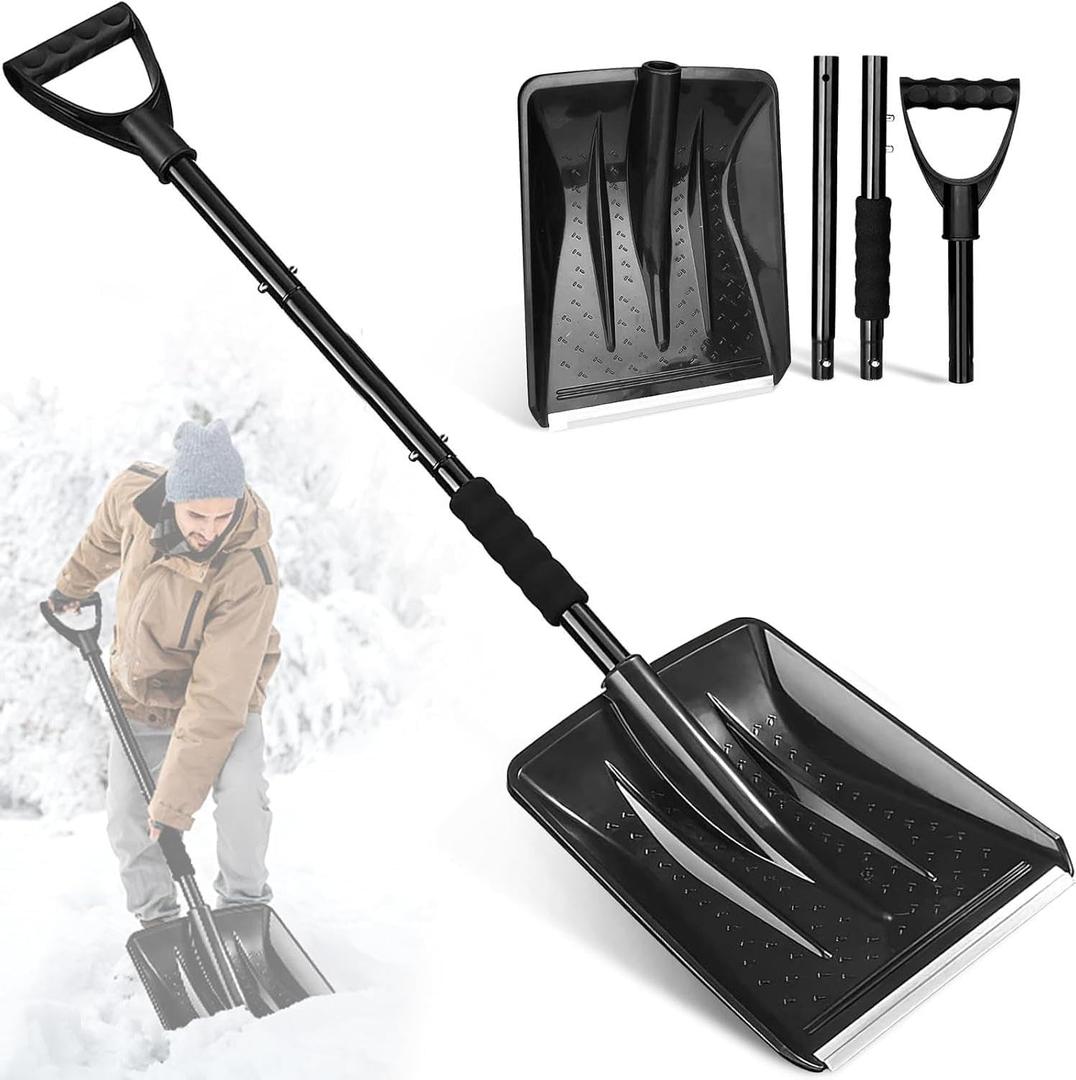 Snow Shovel, 42.5 Emergency Shovel for Car, 4-Piece Detachable Design, Portable Snow Shovel for Driveway, Car Driveway, Truck, SUV, Camping and Outdoor Activities