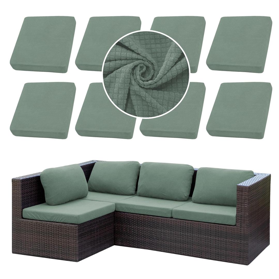 SUKAIKEQA Outdoor Cushion Covers Set,8PCS Patio Furniture Couch Seat Slipcovers, Replacement for Sofa Sectional Chair(Cover，Only)