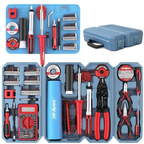 Hi-Spec 84pc Electronics & Solder Iron Kit. Multimeter and Tools for Electrical Repairs, PCB & Computers