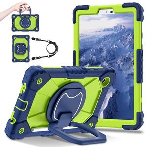 OPLiRRK for Samsung Galaxy Tab A9/A11 8.7-Inch 2023/2025 Case.【NO A9+ Plus】 360 Rotating Stand Shoulder Strap Heavy Duty Shockproof Protective Silicone Case (Navy Blue Green)