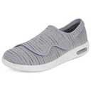 Women's Orthopedic Diabetic Walking Shoes Wide Fit Sneakers with Air Cushion & Adjustable Straps for Swollen Feet Grey, Size: 11 Wide