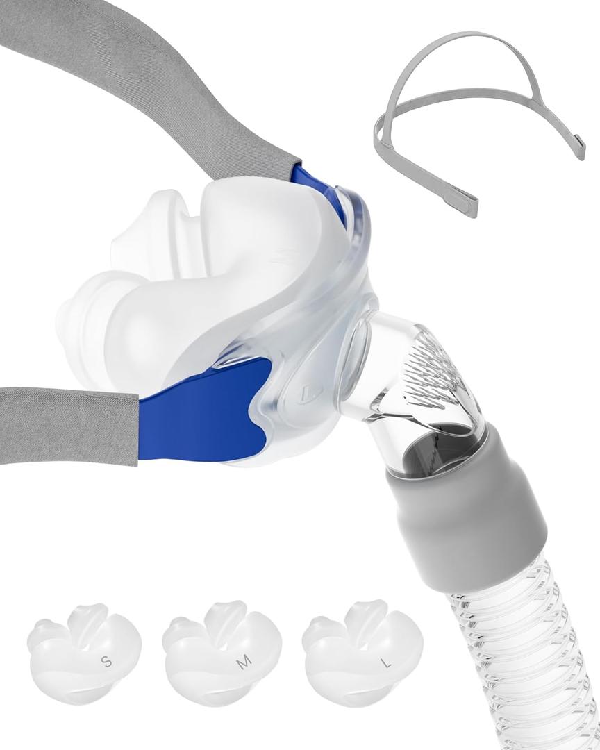 Replacement Set for Airfit P10 Nasal Pillow, Includes 3 Size Nasal Pillows, Adjustable Headgear, Tube Frame and Hose, All in One Set
