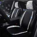 Bling Crystal Rhinestones Car Front Seat Covers for Womens Shining Diamond Seat Protectors, Anti-Slip Bottom Seat Cushion Covers for Auto Universal Fit Interior Accessories White 2Seats