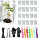 21Pcs 24"x 12" Plant Protectors from Animals, Wire Protectors for Plants, Plant Cages Chicken Wire Cloche with Ground Stakes and Nylon Ties for Garden Flower Vegetables (7 Set)