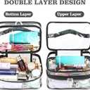 HAOGUAGUA Double Layer Clear Cosmetic Bag Makeup Bag, Waterproof Travel Toiletry Bag, Transparent PVC Pouch Organizer (Black-large)