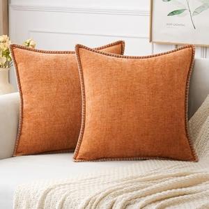 MIULEE Pack of 2 Fall Couch Throw Pillow Covers 20x20 Inch Orange Farmhouse Decorative Pillow Covers with Stitched Edge Soft Chenille Solid Dyed Pillow Covers for Sofa Bed Living Room MIULEE Pack of 2 Fall Couch Throw Pillow Covers 20x20 Inch Orange Farmhouse Decorative Pillow Covers with Stitched Edge Soft Chenille Solid Dyed Pillow Covers for Sofa Bed Living Room