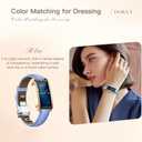 Fitness Tracker for Women Ladies Fitness Watch Dressy Leather Strap Alloy Case Luxury Fashion Heart Rate Monitor Sleep Tracker Pedometer Step Counter Waterproof Elegant Smart Watches for Womens