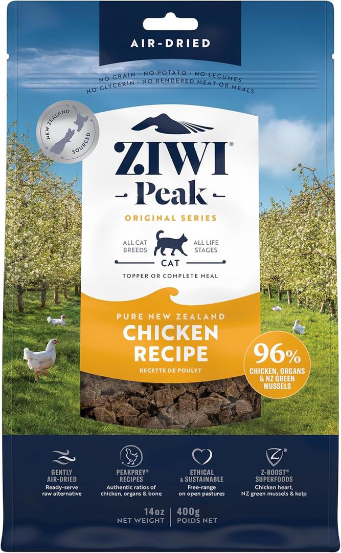 ZIWI Peak Air-Dried Cat Food  Chicken - All Natural, High Protein, Grain Free, Limited Ingredient w/ Superfoods (14oz) (EXP 05/15/26)