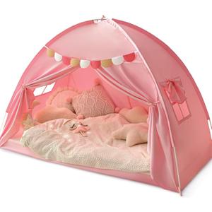 Razee Twin Bed Tent for Kids, Twin Size Bed Tents Indoor Toddler Canopy Privacy Playhouse on Bunk Sleep Inside Drafty Room for Girls, Pink, Kid House Toys for Girl Birthday