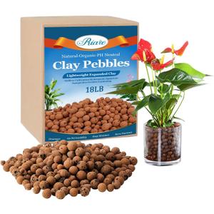 Riare 18 LBS Organic Expanded Clay Pebbles for Plants- 4mm-16mm Natural Leca Balls Lightweight Hydroponic Clay Pebbles Aggregate for Indoor Plants, Hydroponic Growing, Plants Drainage, Aquaponics