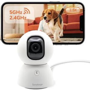 SensForge 2.5K Indoor Pan-Tilt Security Camera Lite, 360° Dual-Band WiFi Camera for Home, Free AI Human & Pet Detection, 2-Day Cloud + Two-Way Talk