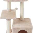 PEQULTI Cat Tree C
at Tower for Indoor Cats with Private Cozy Cat Condo, Natural Sisal Scratching Posts and Plush Pompom for Small Cats,Beige