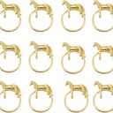 Standing Horse Shape Napkin Ring Metal Napkin Buckle Napkin Hotel/Hotel Supplies Napkin Rings Set of 12 - Gold