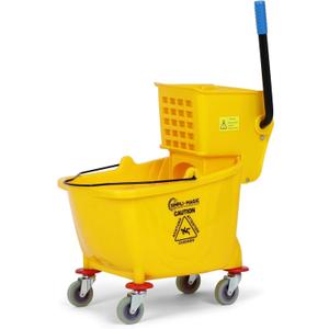Simpli-Magic 79358 Commercial Mop Bucket with Side Press Wringer, 26 Quart, 14.75"L x 12.95"W x 19.95"H, Yellow