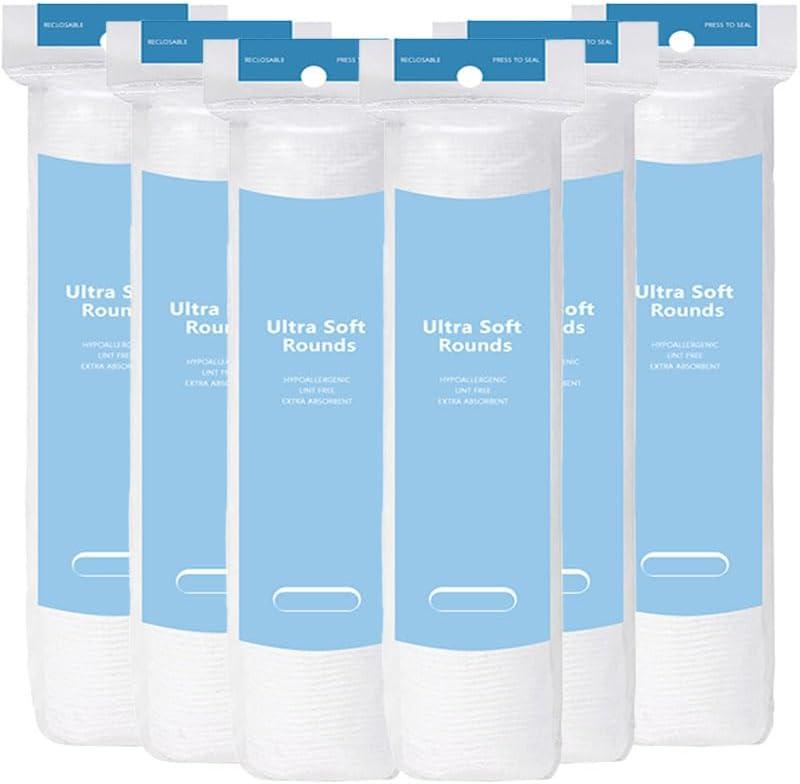 600Count Disposable Cotton Pads Cleansing Puffs Multi-Purpose Cleansing Sheets Soft and Gentle on Skin Extra Large and Thickened Suitable for Facial, Makeup Removal, Skincare, 6 * 6cm