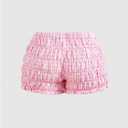 SOLY HUX Women's Ruffle Shorts Plaid Y2k Lace Bloomers Elastic Waist Frill Bottoms Gingham Micro Boyshorts (Pink, XL)