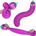 ORB Easy Sqweezy Giant Squishy Stretchy Eggplant Toy - Stretches Up to 6 Feet Long - Huge Eggplant Jumbo Squishies Veggie Stress Toys - Fun Sensory and Giant Squishy Fidget Toy for Kids and Adults