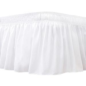 Biscaynebay Wrap Around Bed Skirts for Queen Beds 15" Drop, White Adjustable Elastic Dust Ruffles Easy Fit Wrinkle & Fade Resistant Silky Luxurious Fabric Machine Washable (Queen-15" Drop)