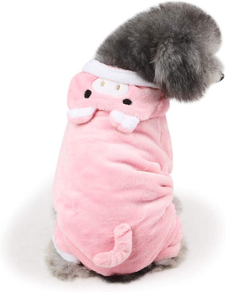Dog Pig Costume- Halloween Dog Costumes Christmas pet Hoodie Cat Halloween Outfit Party Warm Coat for Small Medium Pets, Pink