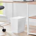 iDesign,Plastic Spa Rectangular Trash, Waste Basket Garbage Can for Bathroom, Bedroom, Home Office, Dorm, College, 2.5 Gallon, White