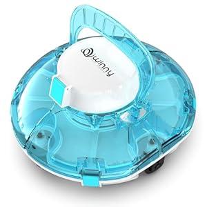 (2025 Upgrade) Cordless Robotic Pool Cleaner, Lasts 75 Min, Automatic Vacuum for Above-Ground Pools up to 645 Sq.ft, Portable, Self-Parking, Transparent Blue