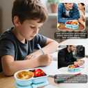 Silicone Reusable Snack Lunch Containers Storage with Lid, Double Compartment Snackle Salad Dressing Sauce Box Containers Pack Small Food Fruit Box for Travel Office Picnic School (Blue)