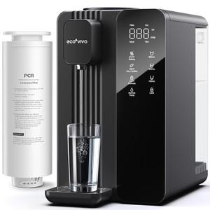 Ecoviva MATE4 Countertop Reverse Osmosis Water Filter System, BPA Free, 7-Stage Filter with UV, 3:1 Pure to Drain, 4 Temp Settings, No Installation for Home, Meet NSF/ANSI 58 Standard by SGS (Black)
