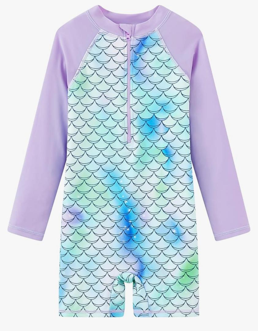 Girls Long Sleeve Rash Guard Swimsuits Zipper Bathing Suits Size 5T