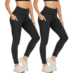 NexiEpoch High Waisted Leggings for Women - Black Tummy Control Compression Soft Yoga Pants for Workout Reg & Plus Size (Small-Medium, 2 Pack. Black)