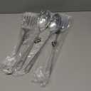 4 Pcs Cooking Utensils Set, Stainless Steel Kitchen Utensils, Heat Resistant Metal Kitchen Tools Include Solid & Slotted Turner Wok Spatula, Serving Spoon, Ergonomic Handle, Easy to Clean, Silver