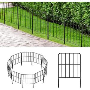 OUSHENG 24'' (H) Garden Fence 25 Panels, Total 27ft (L) Rustproof Metal Wire Fencing Border Animal Barrier, Flower Edging for Landscape Patio Yard Outdoor Decor, Square