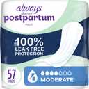 Always Discreet Postpartum Incontinence Pads, Moderate Absorbency, 57 Count