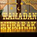 14 Pcs Ramadan Mubarak Large LED Letter Sign Powered Battery Light Hanging Decor for Party Decorations Indoor Outdoor