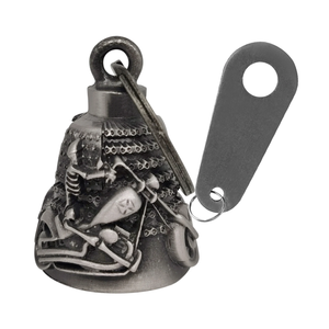 Motorcycle Biker Bell W/ Motorcycle Bell Hanger, Motorcycle Accessories or Key Chain for Luck, Silver