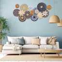 Xuhal 15 Pcs Boho Wall Basket Decor Handcrafted Seagrass Woven Wall Basket Rustic Round Woven Hanging Art for Home Farmhouse Kitchen Table Living Room(Blue Classic Style)