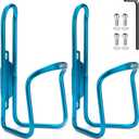 USHAKE Water Bottle Cages, Basic MTB Bike Bicycle Alloy Aluminum Lightweight Water Bottle Holder Cages Brackets(2 Pack- Drilled Holes Required) (Blue)
