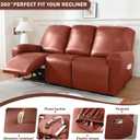 vctops 8 Pieces Waterproof Faux PU Leather Recliner Sofa Covers Stretch Soft 3 Seats Couch Cover Anti-Slip Sofa Slipcover Furniture Protector with Elastic Bottom for Kids Pet (Orange,3 Seat)