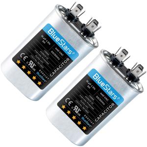 [UL Certified] BlueStars 15 uF MFD 370-440V Oval Run Start Capacitor CBB65 – Replacement for AC Motor, Condenser, and Heat Pump Air Conditioners - Replace TRCF15 PRCF15A CAP-15-450 - Pack of 2