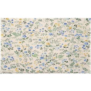 LB Country Wildflower Bath Mat for Bathroom, Blue and Yellow Floral Green Leaf Plant Bathroom Rug, Beige Non Slip Absorbent Bathroom Mat Doormat, 32x20 Inch