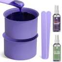 2 x BLITZWAX 2pcs Silicone Wax Pot Liners for Hair Removal, Purple Wax Warmer Bowls Kit with Sticks for Women and Men Body Waxing, Reusable and Easy to Clean Accessories, Compatible with 16 oz Waxing Kit