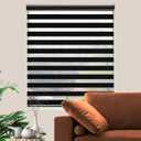 Blackout Zebra Blinds, Dual Layer Free-Stop, Room Darkening Zebra Shades, Blinds for Indoor Windows, Light Filtering Privacy Sheer Shade for Home(57" W X 72" H, Black)