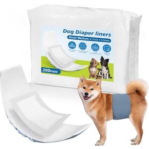 Dog Diaper Liners （Regular 200 Count） Absorbent and Super Soft Dog Diaper Booster Pads for Female Dog Diapers or Male Dog Belly Bands