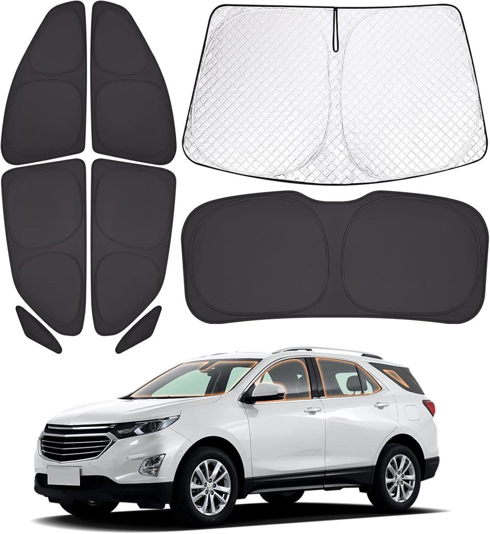 XCBYT 2018-Present Equinox Window Shades | 6 Layers Thickened Car Window Covers | 2 in 1 Car Full Window Privacy Curtains | 100% Blackout Window Shade and Heat Insulation for Camping Napping (8 PCS)
