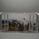 Foggy Forest Wall Art Canvas: Window View Pine Tree Nature Landscape Picture Print Decor Horizontal Misty Mountain Painting Large Woodland Scenic Artwork for Bedroom Living Room Home Office (40"L x 20"W)