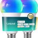 Linkind Matter Smart Light Bulb,1600LM 100W Smart Bulbs Work with Alexa/Apple Home/Google Home/SmartThings, RGBTW LED Color Changing Bulbs Music Sync, 2.4GHz Wi-Fi Light Bulbs LED 11W, A21 E26, 2Pack