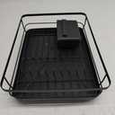 Kitsure Dish Drying Rack for Kitchen Counter, Stainless Steel Sink Organization and Storage Essentials with Cutlery Holder, Home and Appartment Decor, 12''W x 15.5''L, Black