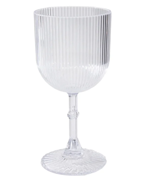 32pcs CLEAR Plastic Wine Glasses Vintage Ribbed Pattern Party Events Decorations