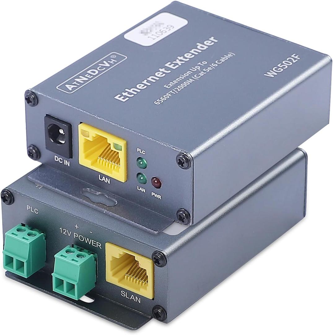 AtNeDcVh Ethernet Range Extender Repeater Kit, Ethernet LAN Range Extension Distance 6560FT 2000m Over Cat5e/6/6e RJ45 Network Cable - 3280FT 1000m Over Twisted Pair Cable UTP IP Extender Adapter